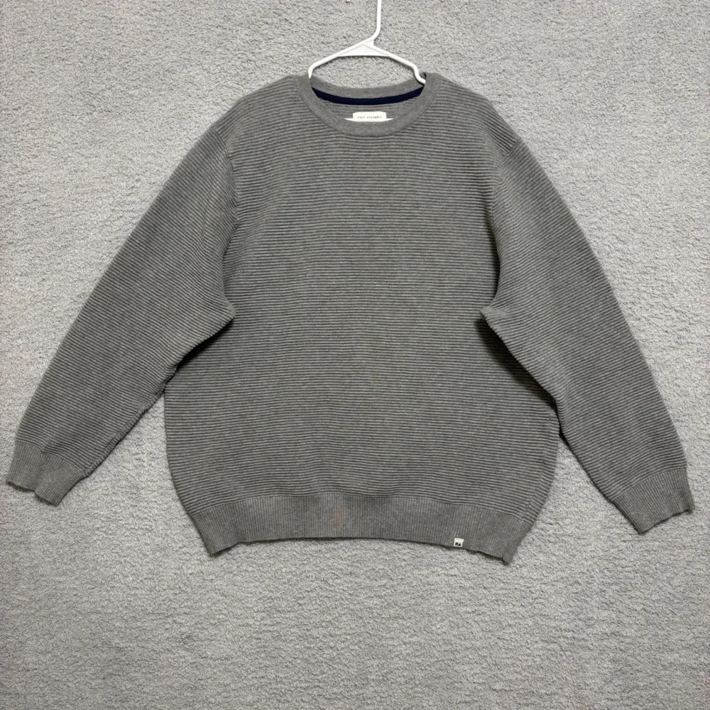 Gray Ribbed Crew Neck Pullover Sweater Size XXXL Workwear Neutral
